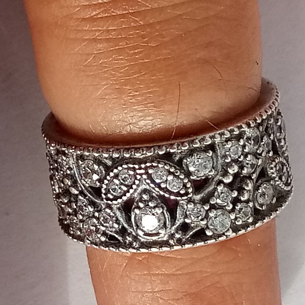 Authentic Pandora Ring Shimmering Leaves Sterling Silver 190965CZ - Picture 5 of 7